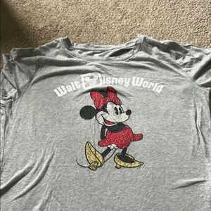 Disney Gray and Red Mickey Mouse Short Sleeve Tee